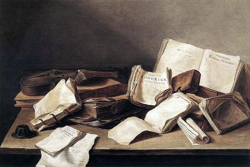 Jan Davidz de Heem Still life with books and a violin Sweden oil painting art
